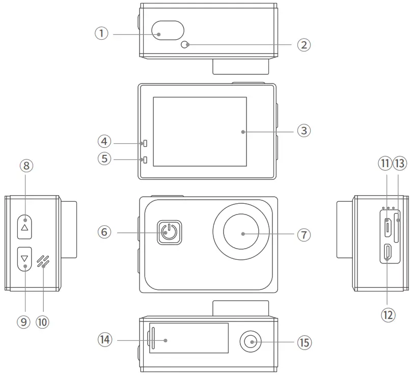 WOLFANG GA300 Action Camera - Product Diagrams