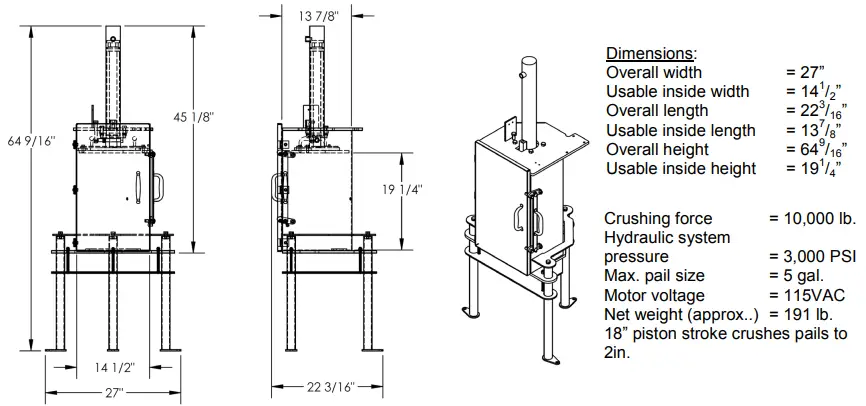 Vestil-HPC-405-Hydraulic-Pail-Crusher-Instruction-fig-1