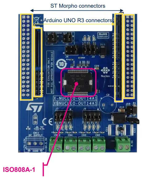 STMicroelectronics X-NUCLEO-OUT14A1 Industrial Digital Output Expansion Board - Nucleo provides