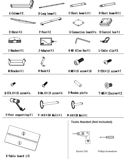 FAMISKY standing desk - Parts List