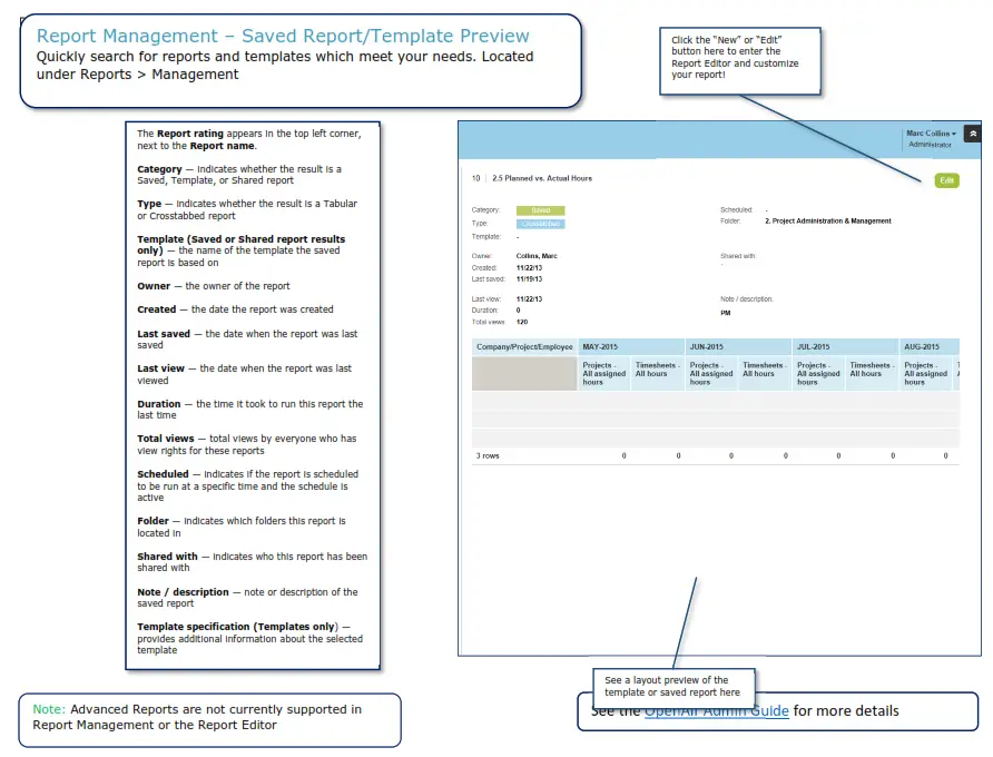 ORACLE OpenAir Report Management and Editor Software