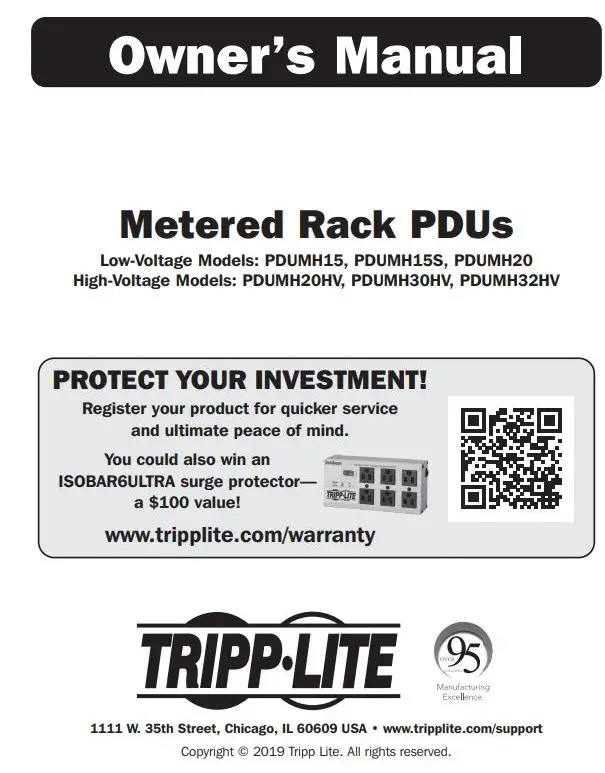 TRIPP LITE PDUMH20HV Metered Rack PDUs Owner's Manual