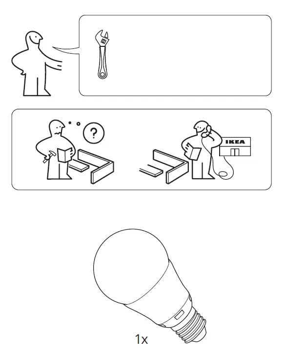 IKEA 005.184.13 TVÄRHAND Table Lamp with LED Bulb fig 1