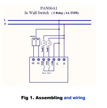 Z-WAVE -PAN06- In -Wall- Dual- Relay- Switch- Module- fig 2