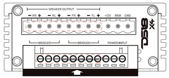 DS18 DS-X2 Ultra Compact Class D 2-Channel Amplifier - speaker output