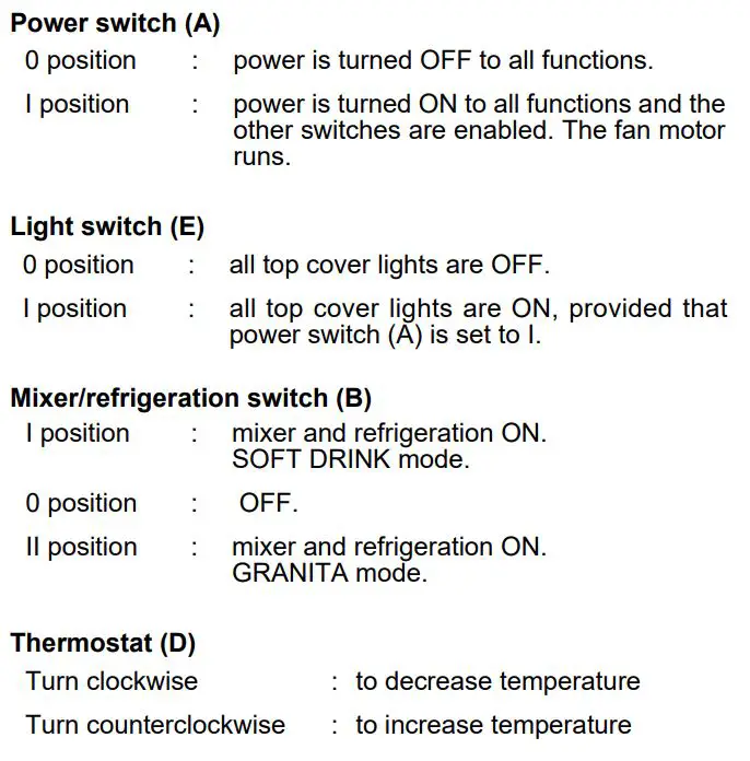 BRAS FBM UL Slush Machines Instruction Manual - Power Switch