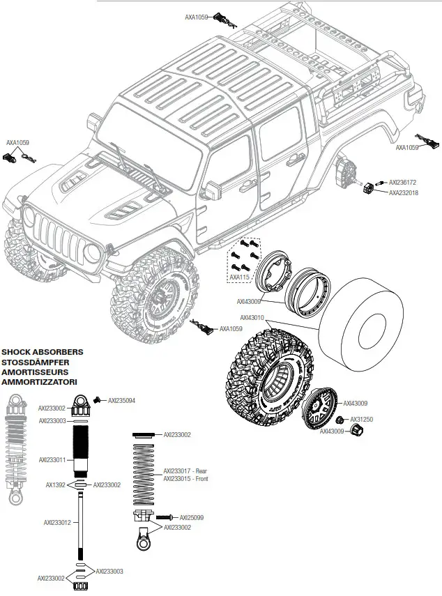 HORIZON SCX-10 III Jeep Gladiator- WHEELS AND TIRES