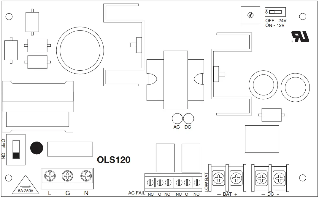 Altronix OLS120 Off Line Power Supply Charger - Diagram