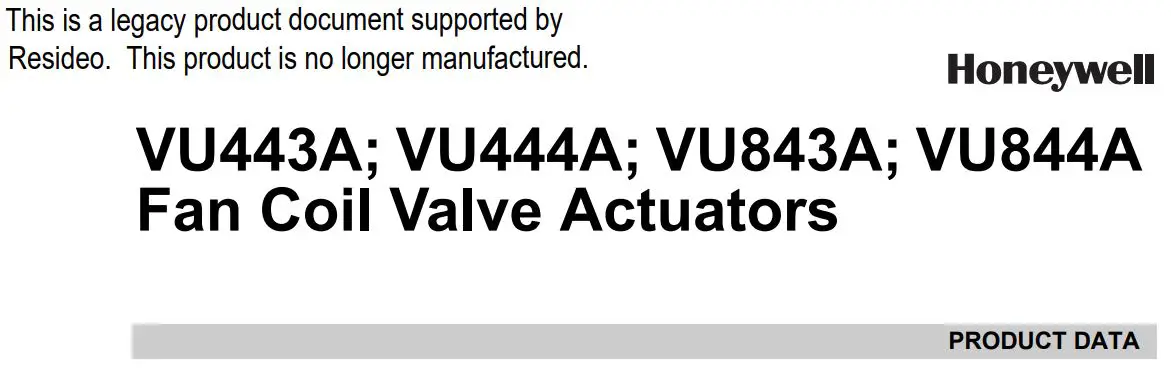 Honeywell Fan Coil Valve Actuators User Guide