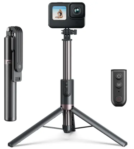 TELESIN 1.3M Selfie Stick Tripod with Remote Control