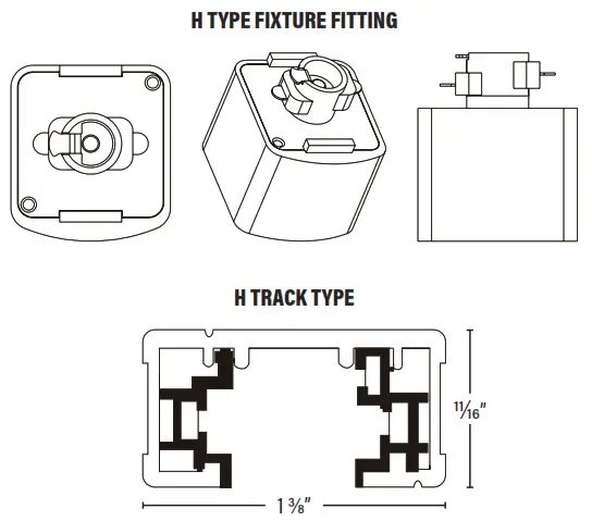 PQL BD075 Led Track Lighting H OR J Type Fitting - Figure 1