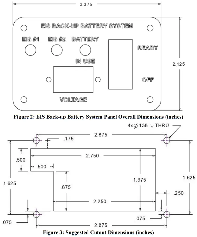 electroair EA 26000 Series EIS Back up Battery System Panel - Dimensions