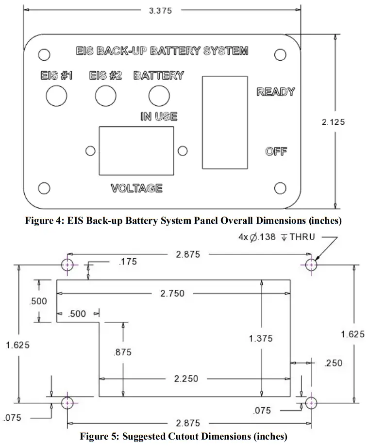 electroair EA 26000 Series EIS Back up Battery System Panel - Overall Dimensions
