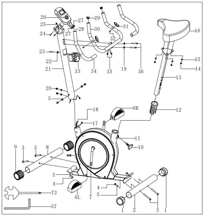 ONE FITNESS RM8740 Magnetic Bike - EXPLODED DRAWING