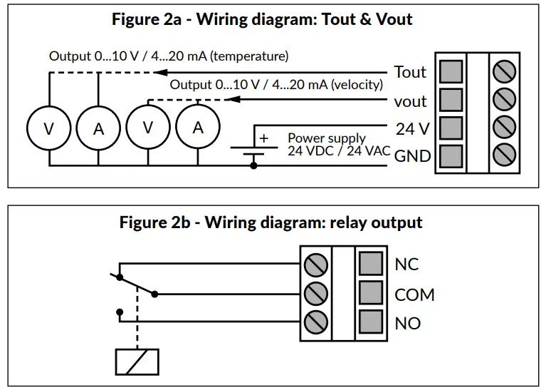 HK Instruments AVT Series Air Flow and Velocity Transmitters - Wiring diagram