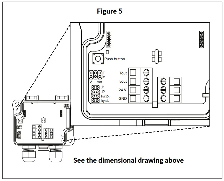 HK Instruments AVT Series Air Flow and Velocity Transmitters - drawing above