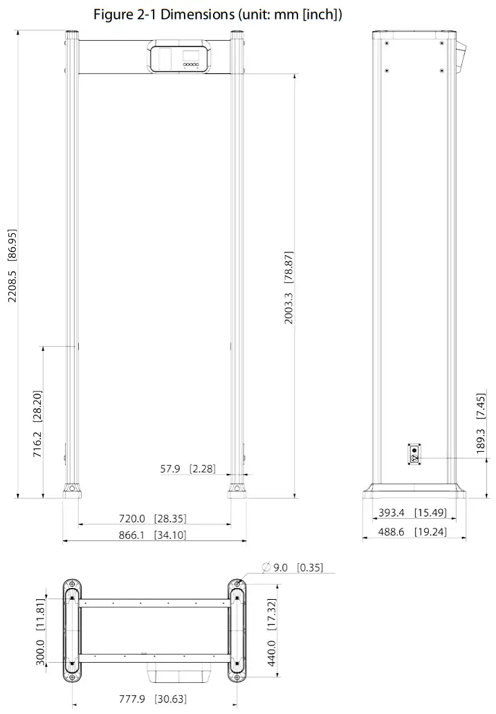dahua isc d106 Walk Through Metal Detector - Dimensions