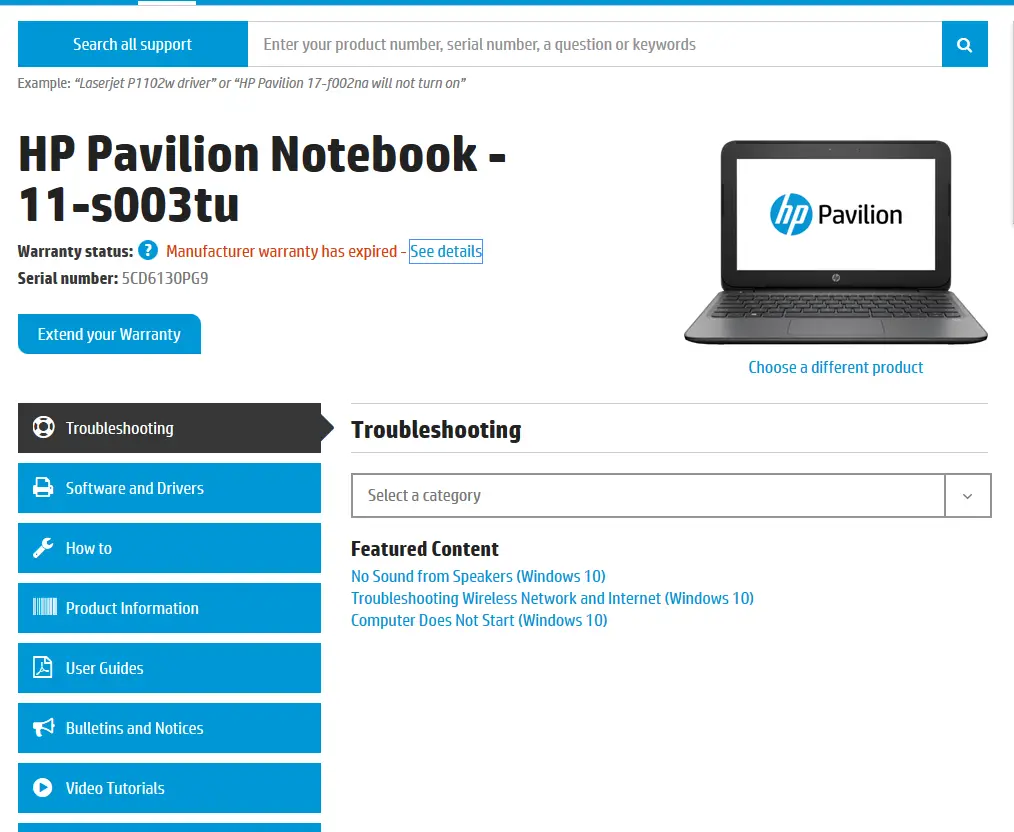 Enter the product serial number