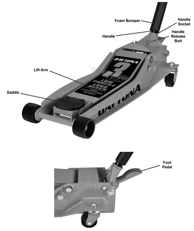 DAYTONA DS300LRB 3 Ton Long Reach Low Profile Professional Rapid Pump Floor Jack -Overview