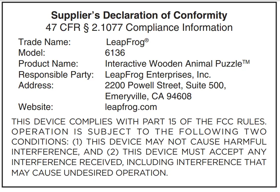 LeapFrog 613641 Interactive Wooden Animal Puzzle fig10