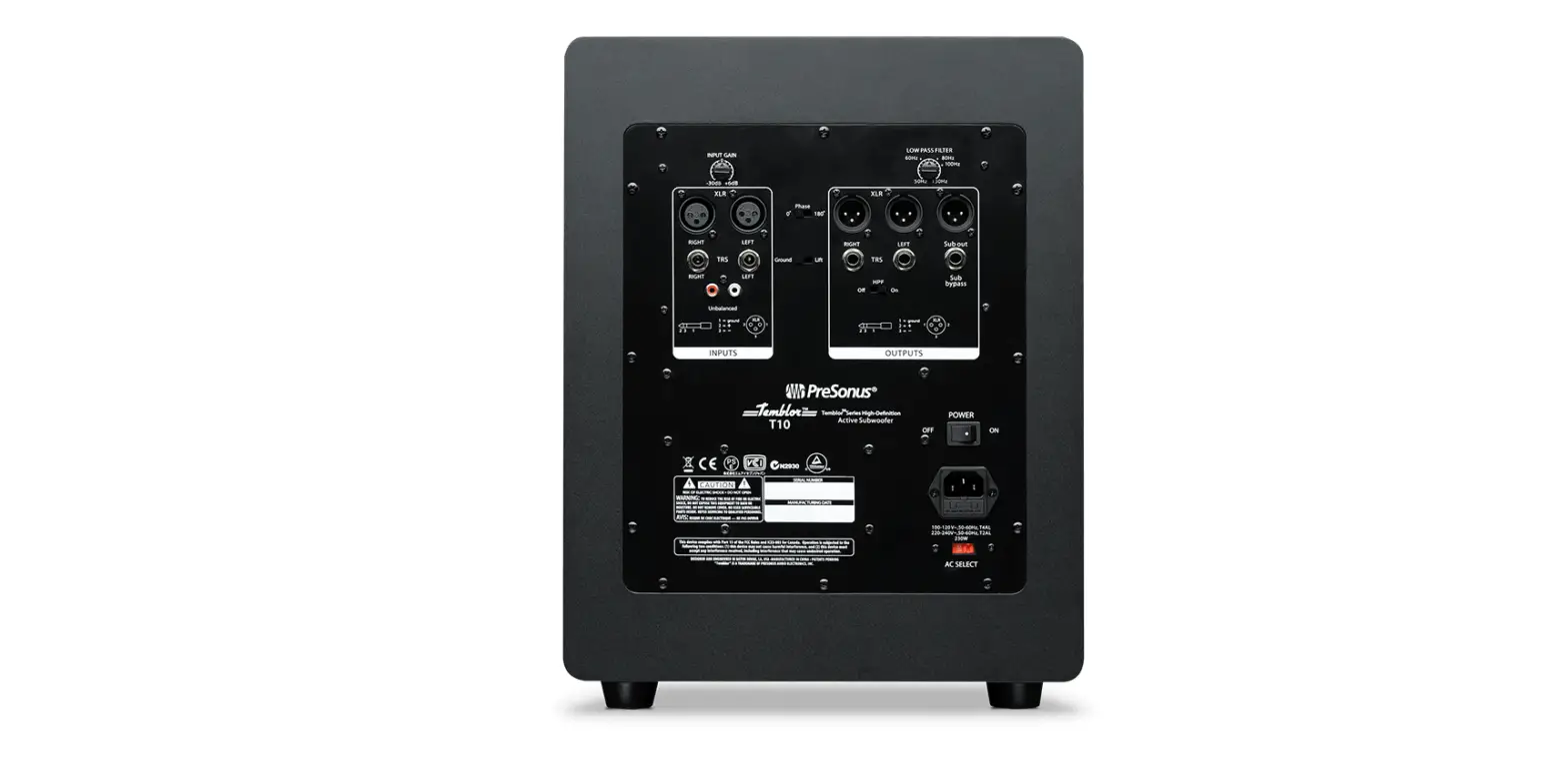 Presonus T10 Temblor Active Studio Subwoofer Owner's Manual