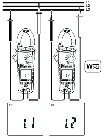 BENNING CM 12 Digital Power Clamp Meter - sequence indication
