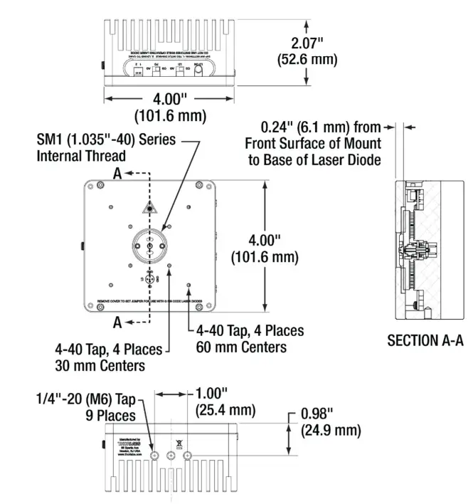 THORLABS LDM56F Temperature-Controlled Mount for Ø5.6 mm Laser Diodes 25