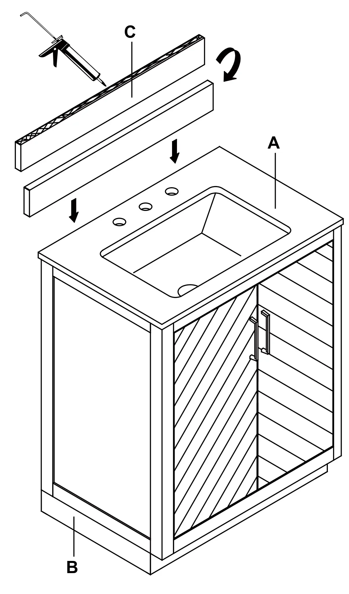 GLACIER BAY Huckleberry 30 Huckleberry 30 Inch Vanity - Attaching the backsplash