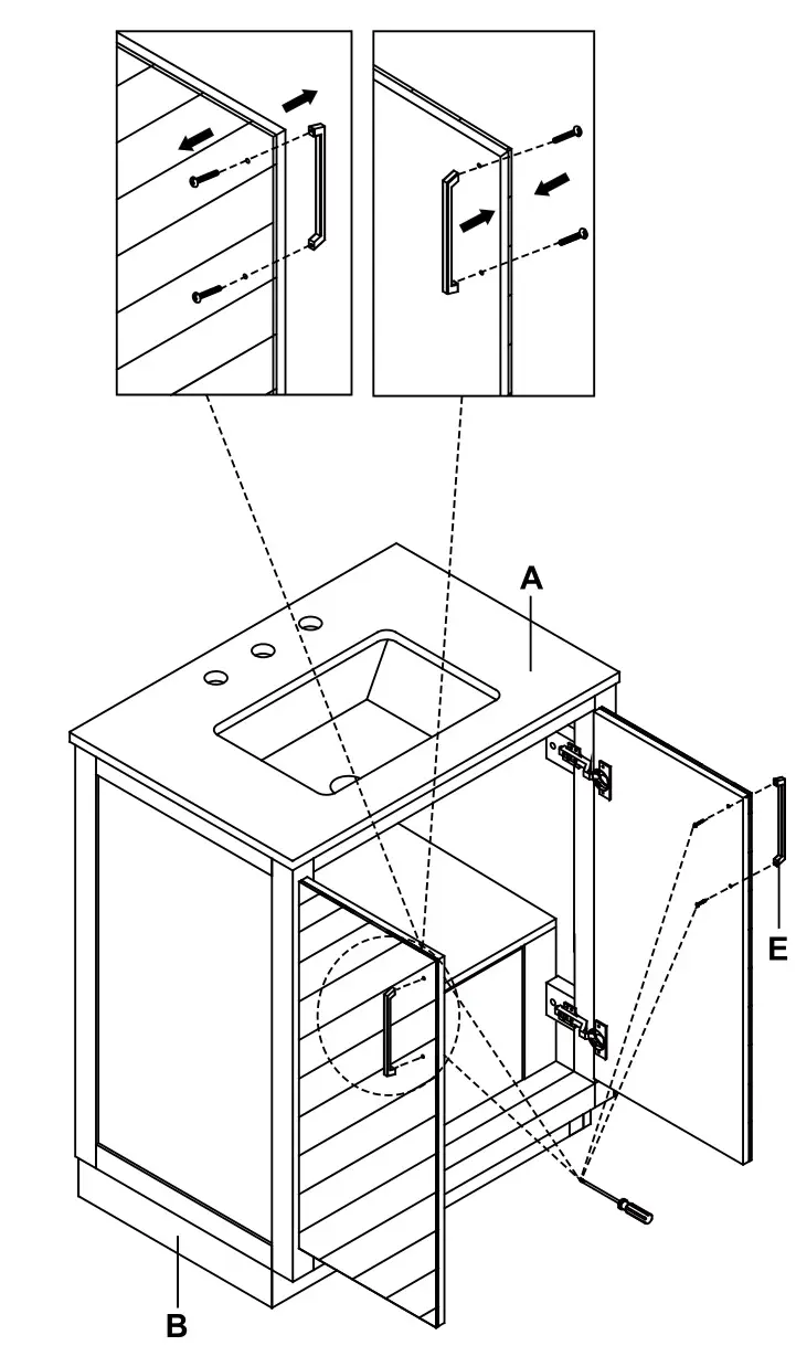 GLACIER BAY Huckleberry 30 Huckleberry 30 Inch Vanity - Installing the handle