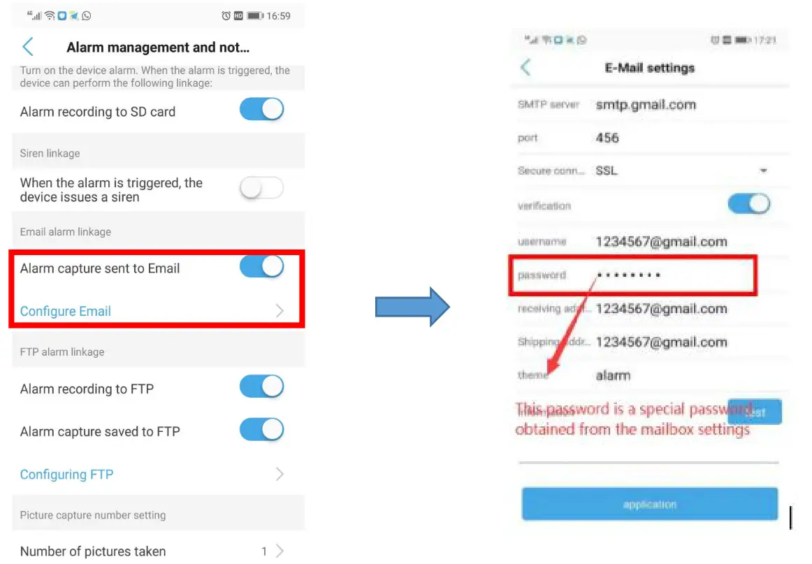 YoLuke WiFi IP Camera - Email settings
