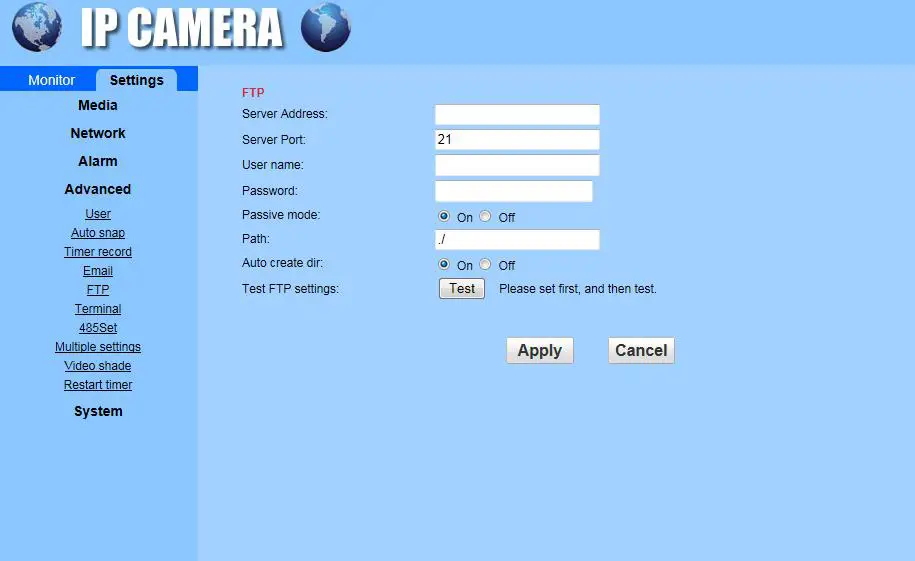 YoLuke WiFi IP Camera - FTP Setting