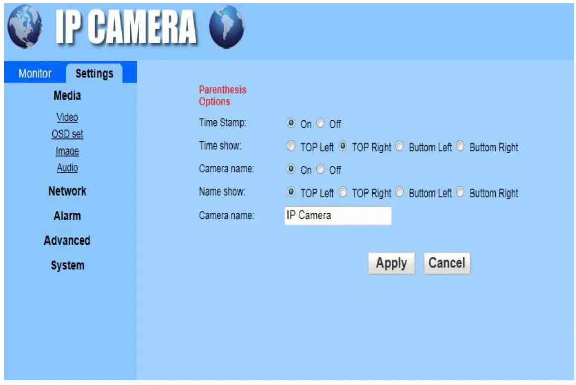 YoLuke WiFi IP Camera - OSD Set