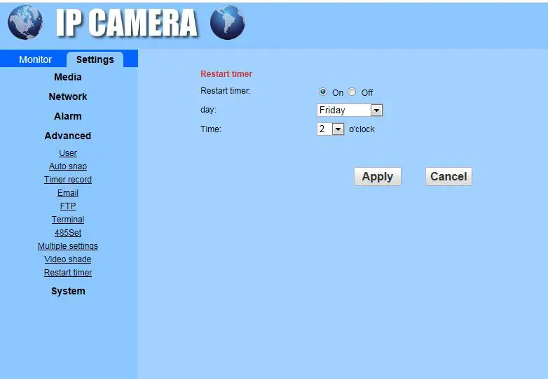 YoLuke WiFi IP Camera - Restart timer