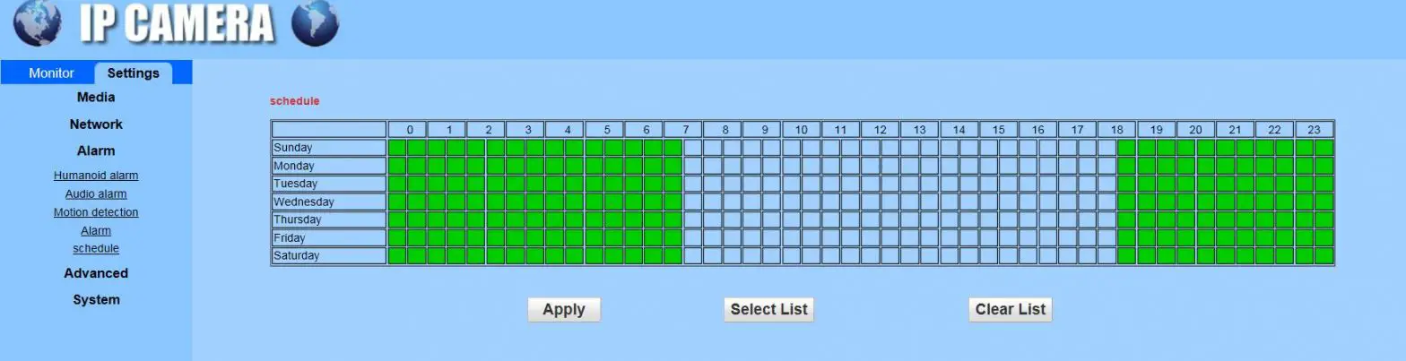 YoLuke WiFi IP Camera - Schedule 1