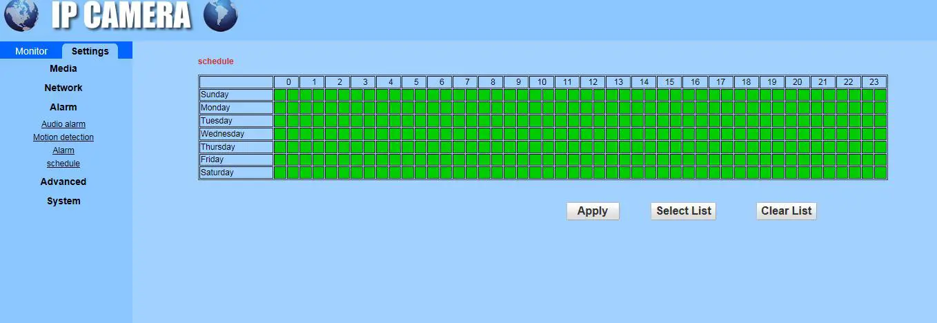YoLuke WiFi IP Camera - Schedule