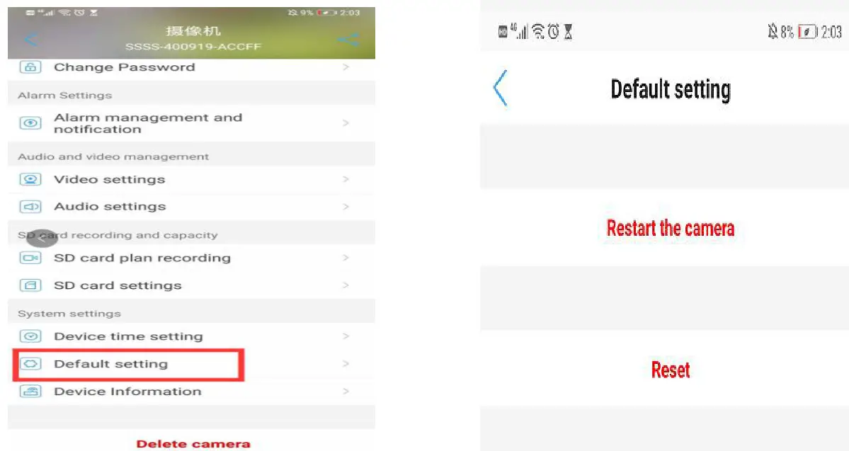 YoLuke WiFi IP Camera - Set factory default settings of the camera
