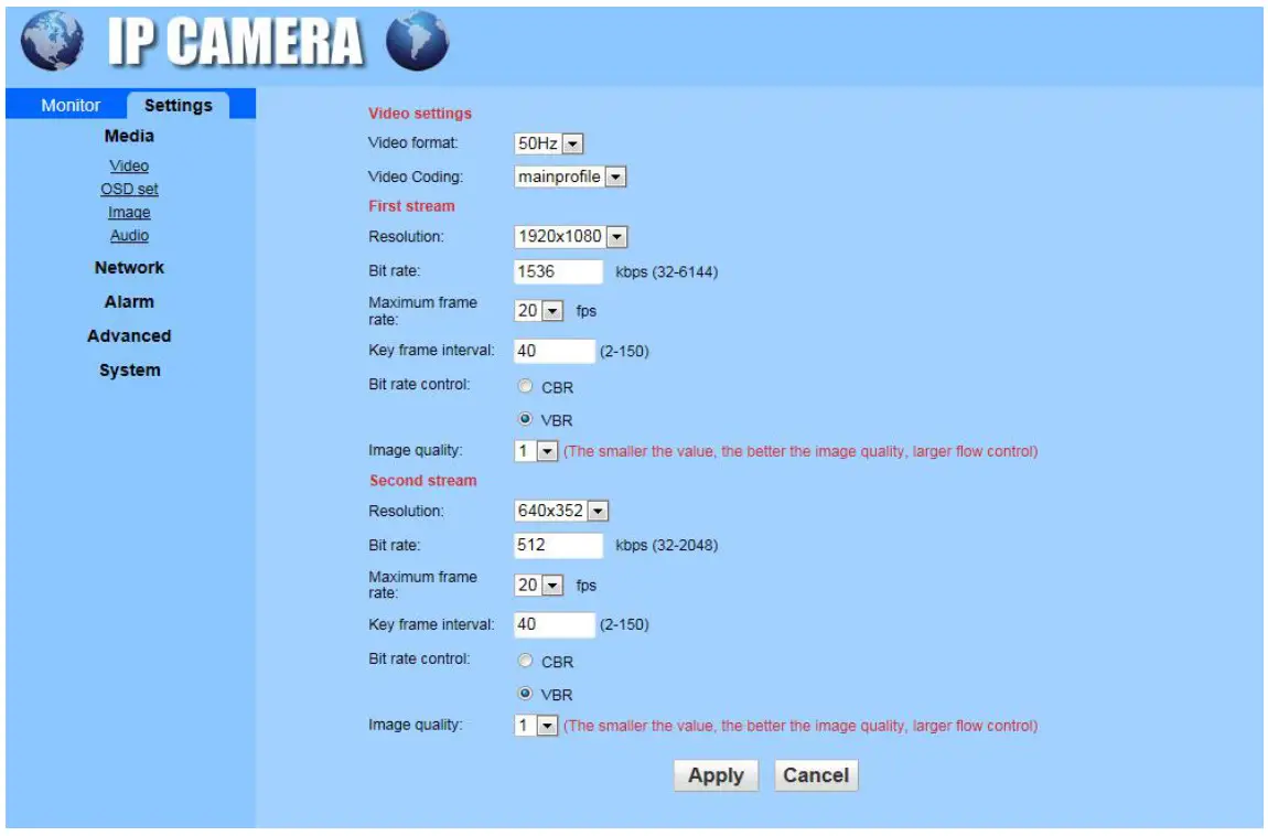YoLuke WiFi IP Camera - Setting Media