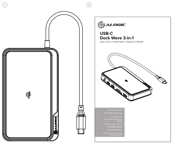 ALOGIC LDWAV SGR USB C Dock Wave 3 In 1 Hub Powerbank and Wireless Charger - Package Contents