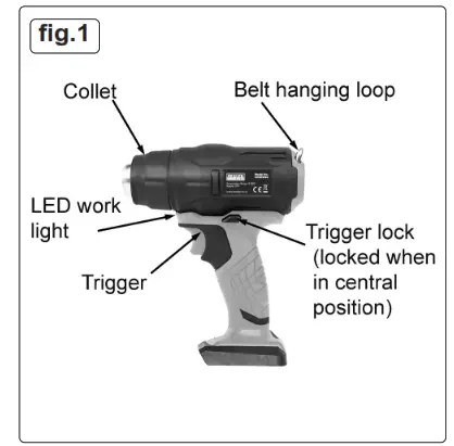 SEALEY CP20VHG Cordless Hot Air Gun 20V - fig