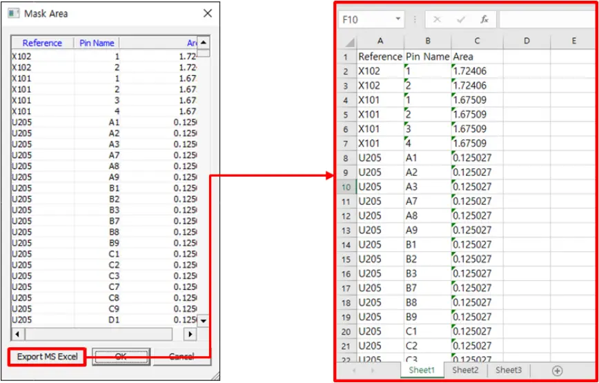 ALTAIR PollEx SQC - Display Solder Mask Area List