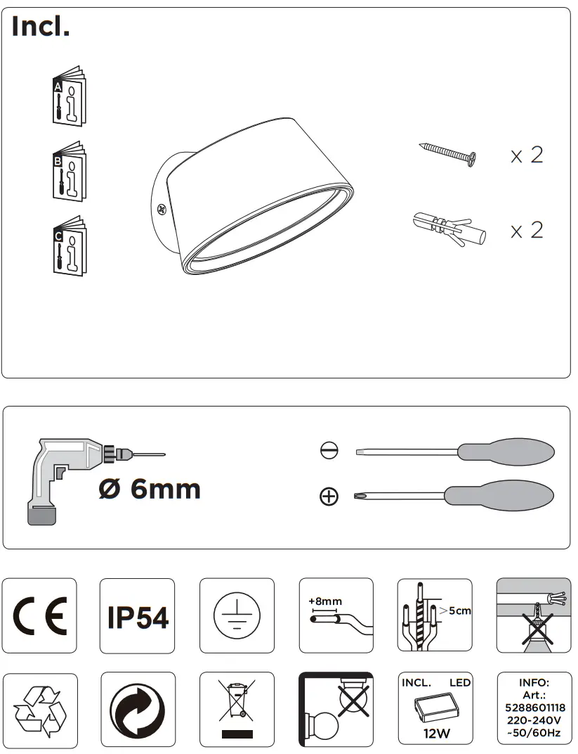 LUTEC 5288601118 Dakota LED Wall Lamp - 1