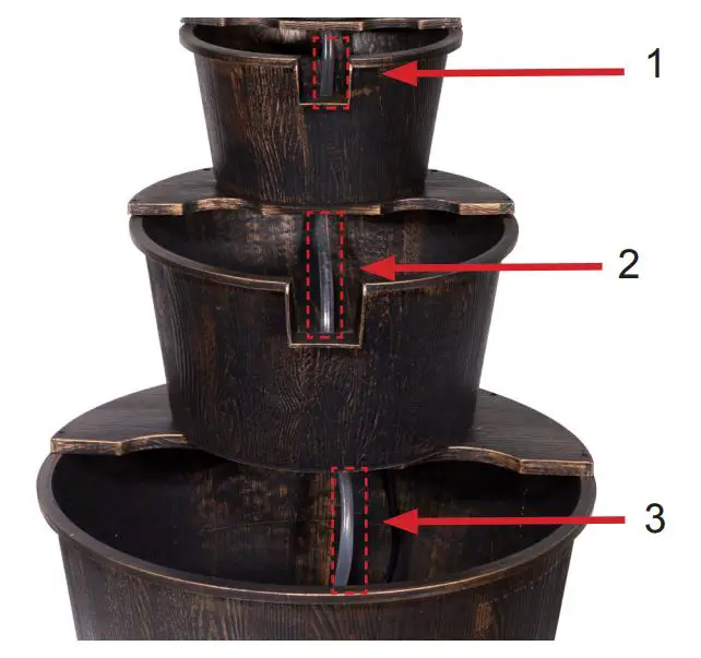 Alpine TEC234BR Three Tier Barrel Pump Fountain Brown Owner's Manual - Next Install the Tubing into the fountain
