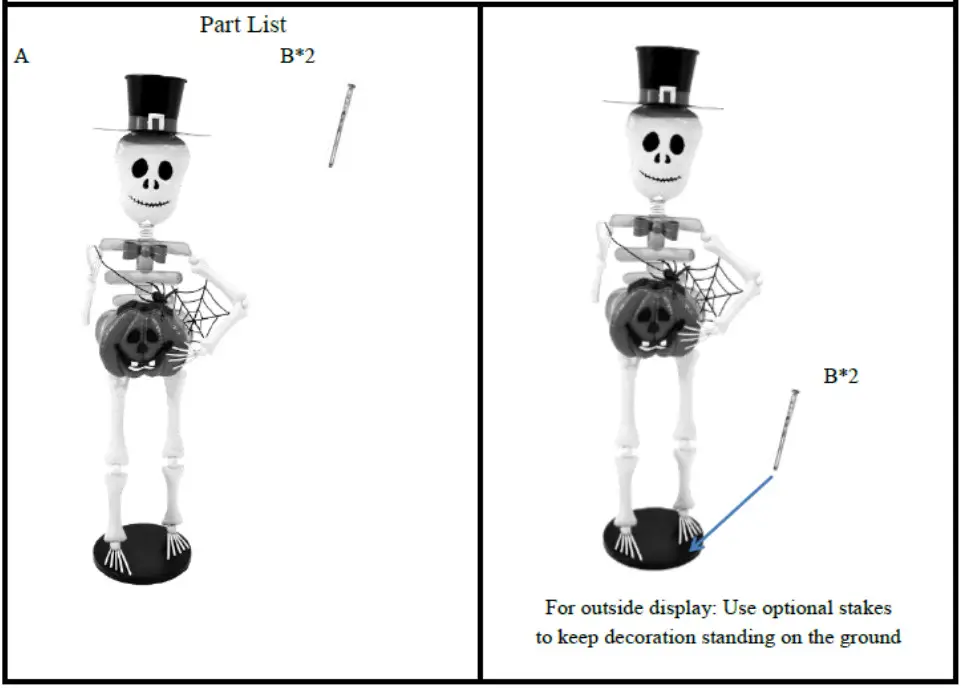 Haunted Hill Farm HHMTSKEL033-0WH 33-in Lighted Jack-o-lantern Free Standing Decoration Life Size Statue