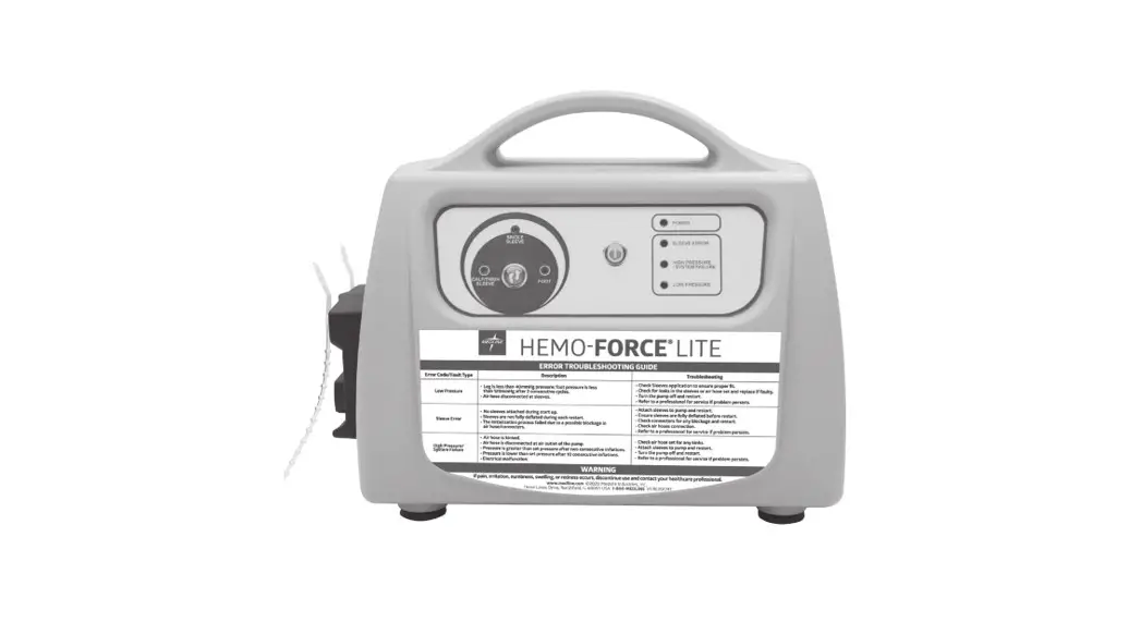 Medline Hemo-force Lite Intermittent Dvt Pump User Manual