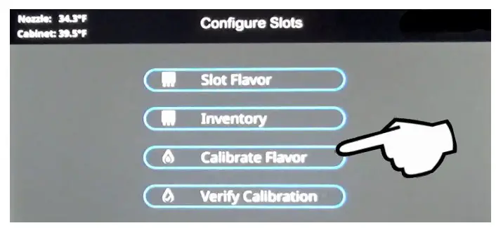 CALIBRATE WATER, ICE & FLAVORS