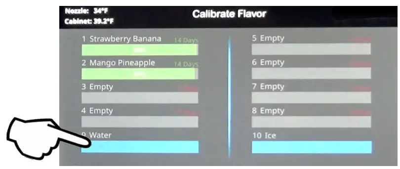 CALIBRATE WATER, ICE & FLAVORS