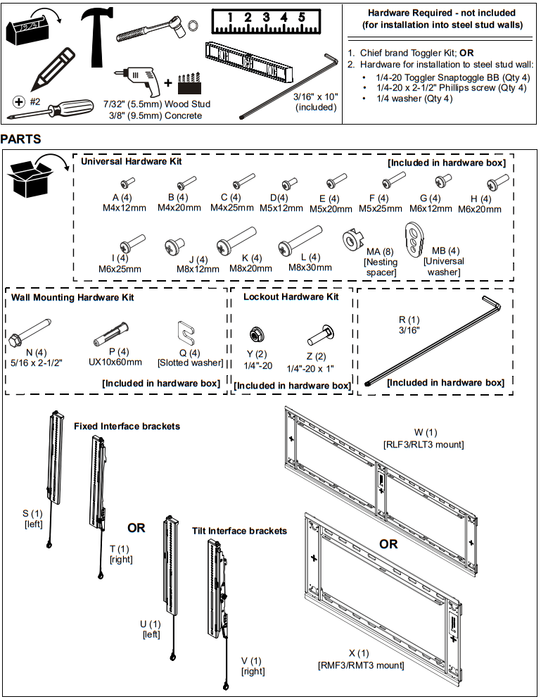 CHIEF RMF3 Mounts Flat Wall Mounts - fig 5