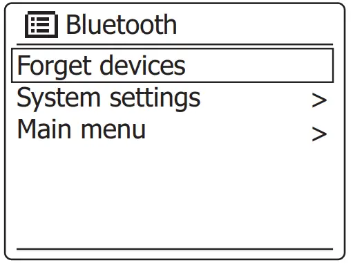 SANGEAN WFR-28BT Internet Desk Radio - Bluetooth menu