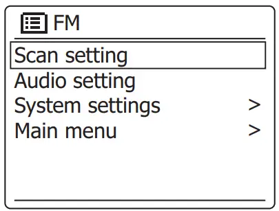 SANGEAN WFR-28BT Internet Desk Radio - FM radio menu