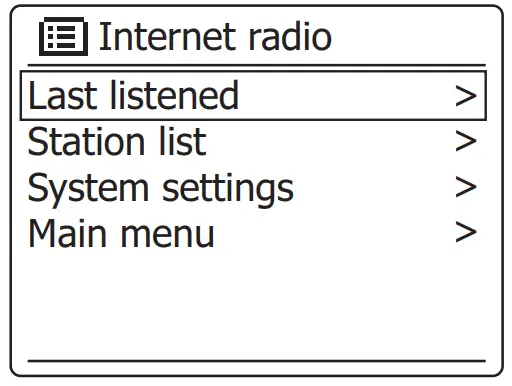 SANGEAN WFR-28BT Internet Desk Radio - radio menu